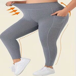 Women's Stretchy Super Soft High Waisted Leggings with Double Pockets Grey XL